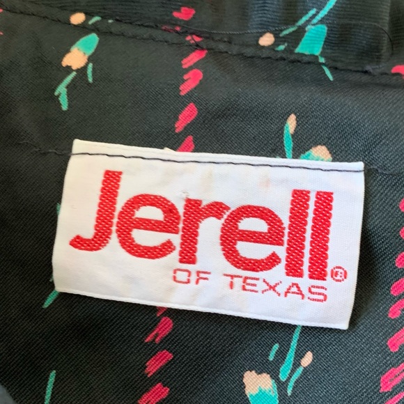 Vintage Jerrell of Texas Black Striped Micro Floral Elastic Waist MIDI Dress - Picture 10 of 12